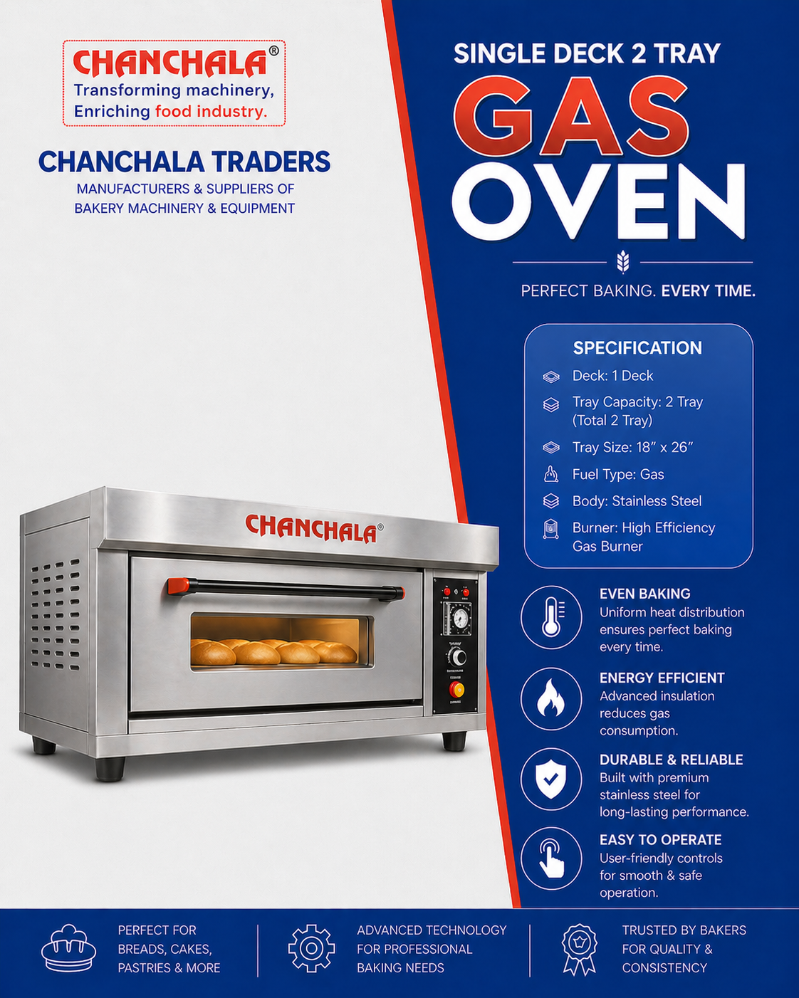 1 deck 2 tray deck oven