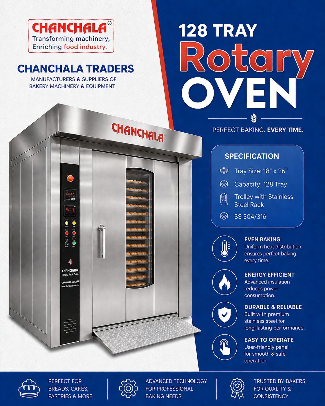 128 tray rotary oven