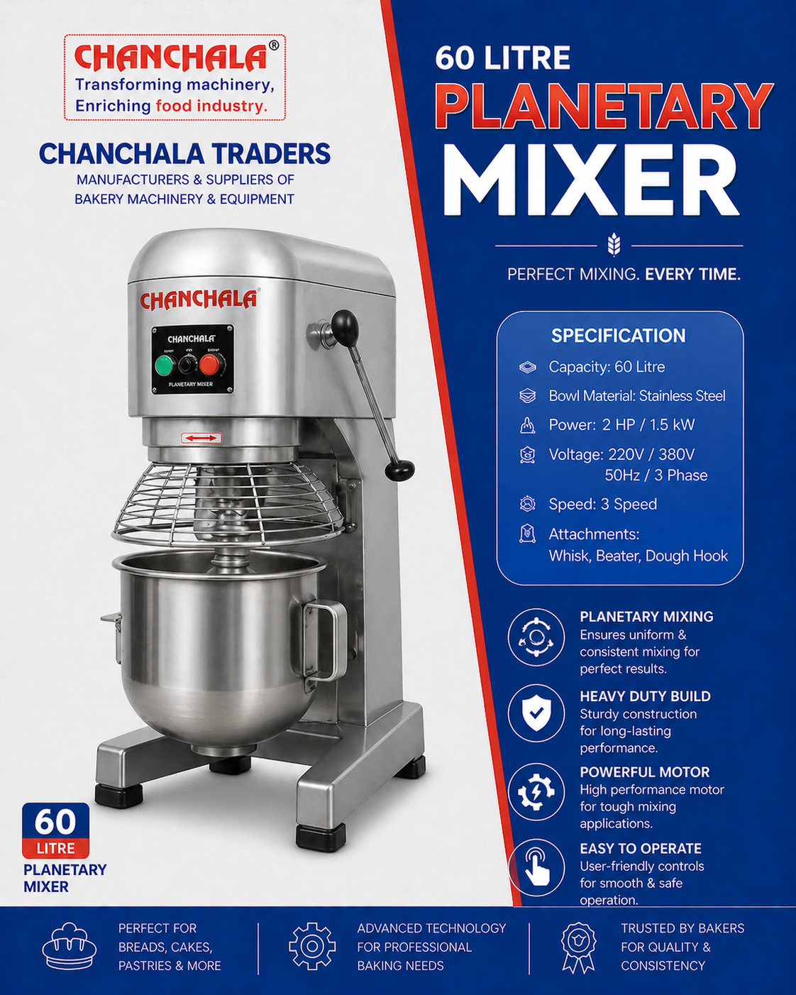 60 ltr plantery mixer