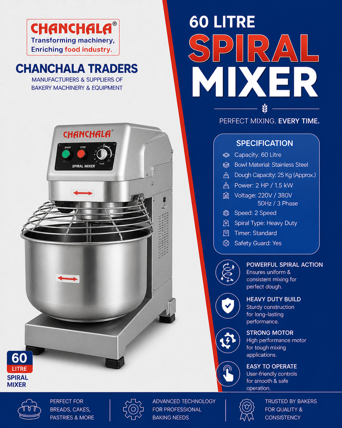 60 ltr spiral mixer 